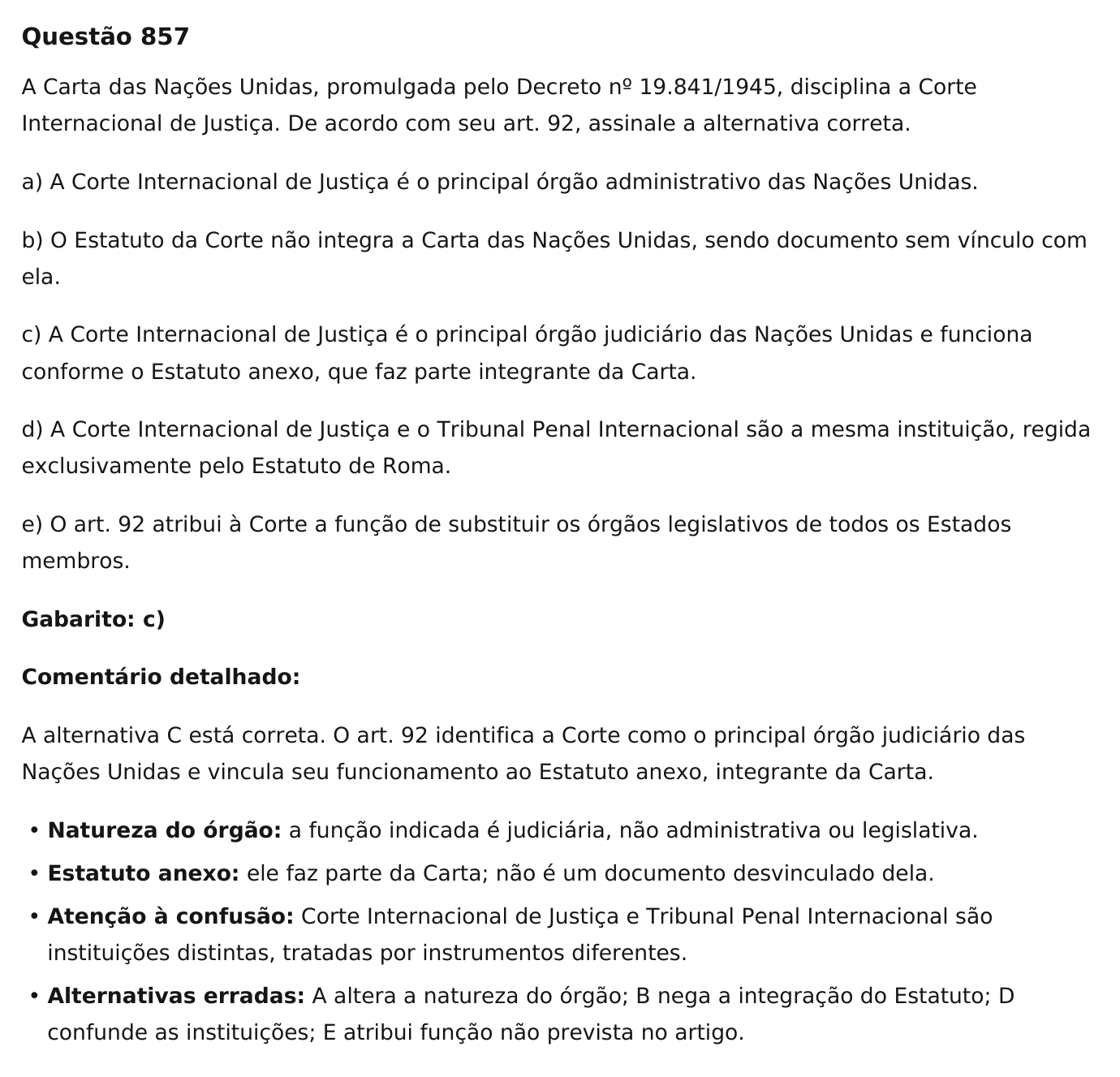 Questão 857 de legislação do TRT 8, com cinco alternativas, gabarito e comentário detalhado